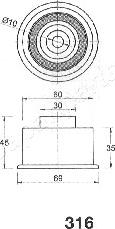 Japanparts BE-316 - Натягувач, зубчастий ремінь autozip.com.ua