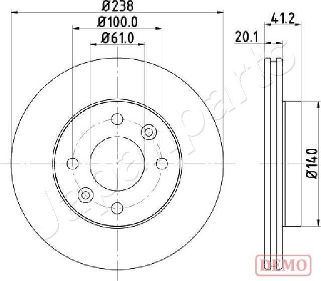 Japanparts DI-0708C - Гальмівний диск autozip.com.ua