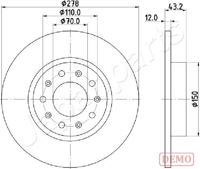 Japanparts DP-0204C - Гальмівний диск autozip.com.ua