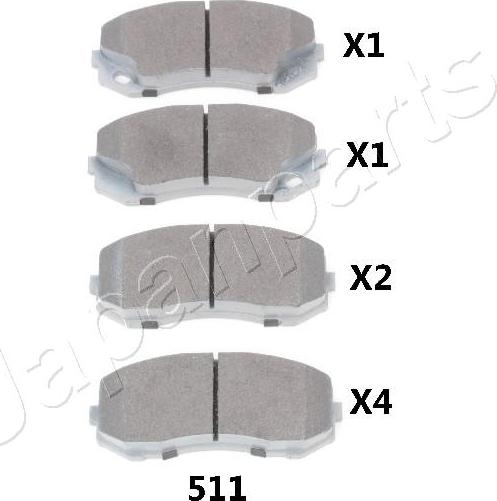 Japanparts PA-511AF - Гальмівні колодки, дискові гальма autozip.com.ua