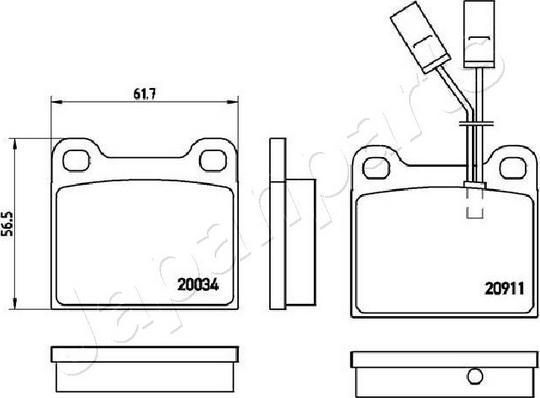 Japanparts PA-0251AF - Гальмівні колодки, дискові гальма autozip.com.ua