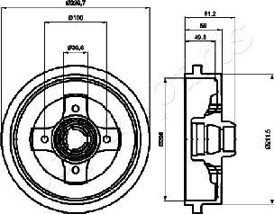 Japanparts TA-0909 - Гальмівний барабан autozip.com.ua