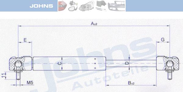 Johns 30 16 95-92 - Газова пружина, кришка багажник autozip.com.ua