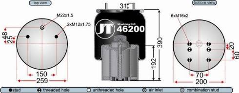 Juratek JAA46201 - Кожух пневматичної ресори autozip.com.ua