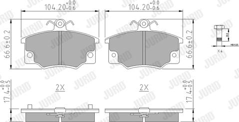 Jurid 571309J - Гальмівні колодки, дискові гальма autozip.com.ua