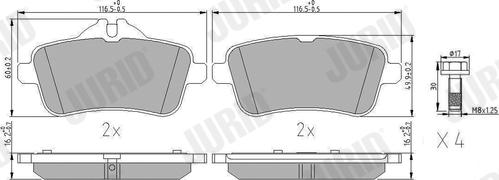 Jurid 573466J - Гальмівні колодки, дискові гальма autozip.com.ua