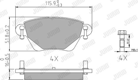 Jurid 573012J - Гальмівні колодки, дискові гальма autozip.com.ua