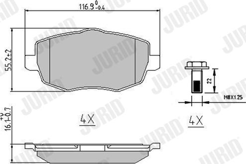 Jurid 573144J - Гальмівні колодки, дискові гальма autozip.com.ua