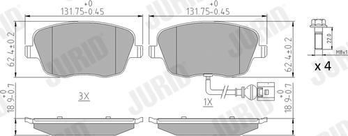 Jurid 573127J - Гальмівні колодки, дискові гальма autozip.com.ua