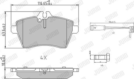 Jurid 573265J - Гальмівні колодки, дискові гальма autozip.com.ua