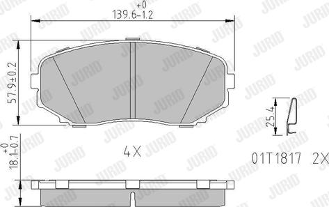 Jurid 572640J - Гальмівні колодки, дискові гальма autozip.com.ua