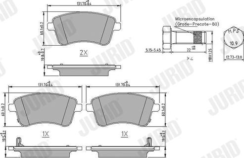 Jurid 572657J - Гальмівні колодки, дискові гальма autozip.com.ua