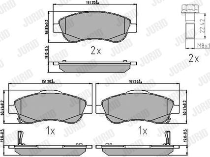 Jurid 572605J - Гальмівні колодки, дискові гальма autozip.com.ua