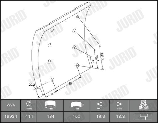 Jurid 1993411230 - Комплект гальмівних черевиків, барабанні гальма autozip.com.ua