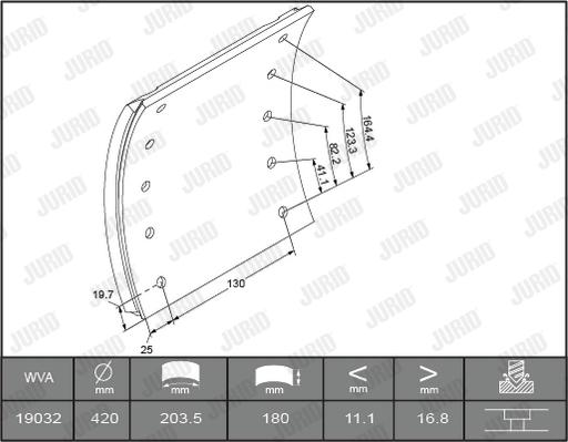 Jurid 1903204040 - Комплект гальмівних черевиків, барабанні гальма autozip.com.ua