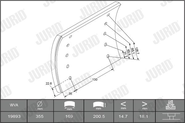 Jurid 1989204040 - Комплект гальмівних черевиків, барабанні гальма autozip.com.ua