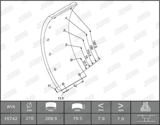 Jurid 1503015460 - Комплект гальмівних черевиків, барабанні гальма autozip.com.ua