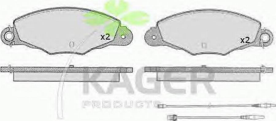 Kager 35-0472 - Гальмівні колодки, дискові гальма autozip.com.ua