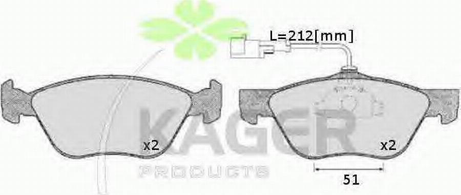 Kager 35-0636 - Гальмівні колодки, дискові гальма autozip.com.ua