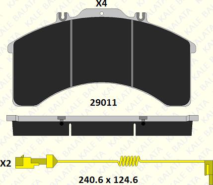 KALE 29011 250 14 - Гальмівні колодки, дискові гальма autozip.com.ua