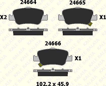 KALE 24664 165 05 - Гальмівні колодки, дискові гальма autozip.com.ua