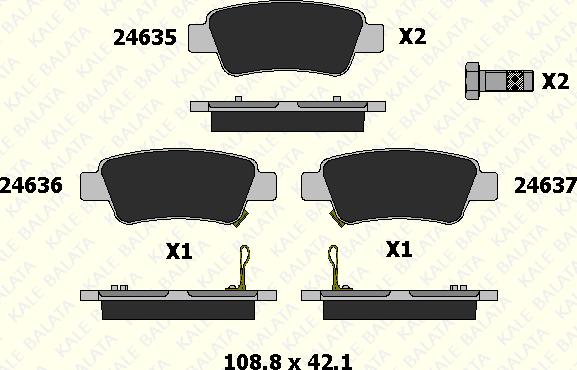 KALE 24635 165 15 - Гальмівні колодки, дискові гальма autozip.com.ua