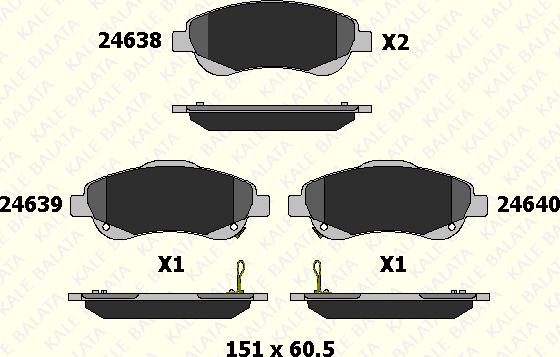 KALE 24638 190 15 - Гальмівні колодки, дискові гальма autozip.com.ua