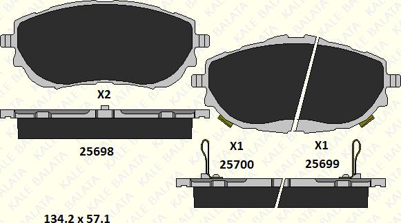 KALE 25698 187 15 - Гальмівні колодки, дискові гальма autozip.com.ua