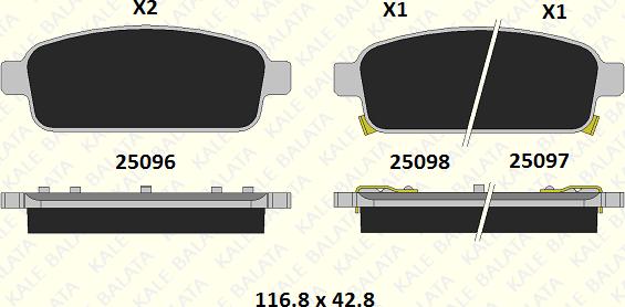 KALE 25096 162 05 - Гальмівні колодки, дискові гальма autozip.com.ua