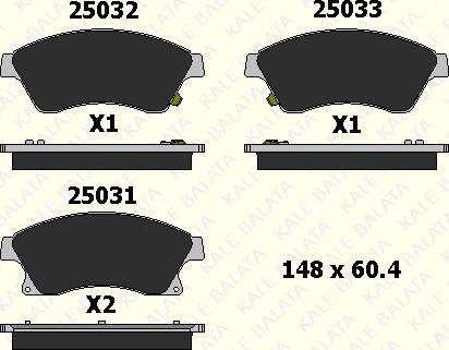 KALE 25031 188 05 - Гальмівні колодки, дискові гальма autozip.com.ua