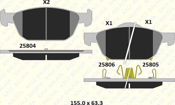 KALE 25804 170 05 - Гальмівні колодки, дискові гальма autozip.com.ua