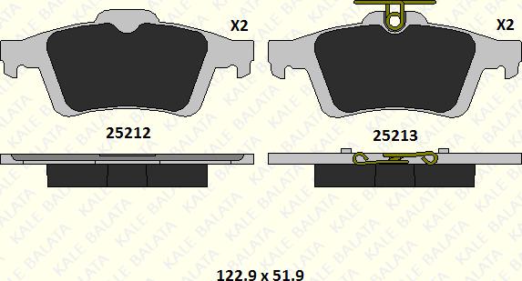 KALE 25212 161 05 - Гальмівні колодки, дискові гальма autozip.com.ua