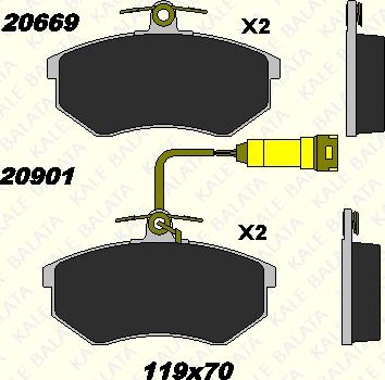 KALE 20669 196 15 - Гальмівні колодки, дискові гальма autozip.com.ua