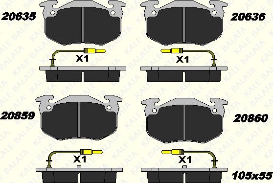 KALE 20635 180 05 - Гальмівні колодки, дискові гальма autozip.com.ua