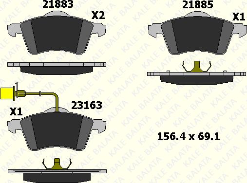 KALE 21885 206 05 - Гальмівні колодки, дискові гальма autozip.com.ua