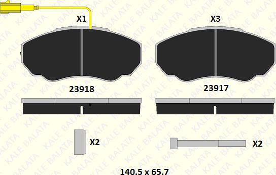 KALE 23917 191 15 - Гальмівні колодки, дискові гальма autozip.com.ua