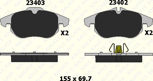 KALE 23402 206 05 - Гальмівні колодки, дискові гальма autozip.com.ua