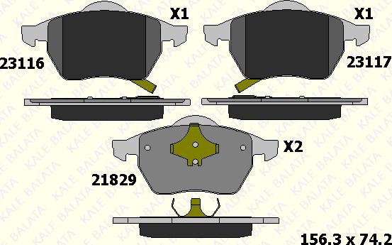 KALE 23116 196 05 - Гальмівні колодки, дискові гальма autozip.com.ua