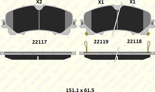 KALE 22117 158 05 - Гальмівні колодки, дискові гальма autozip.com.ua