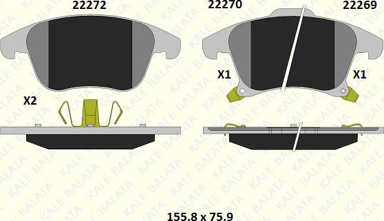 KALE 22269 194 05 - Гальмівні колодки, дискові гальма autozip.com.ua