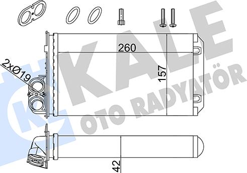 KALE OTO RADYATÖR 357245 - Теплообмінник, опалення салону autozip.com.ua