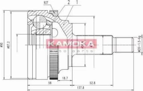 Kamoka 6994 - Шарнірний комплект, ШРУС, приводний вал autozip.com.ua