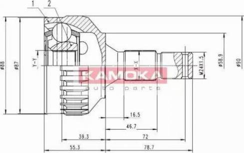 Kamoka 6962 - Шарнірний комплект, ШРУС, приводний вал autozip.com.ua