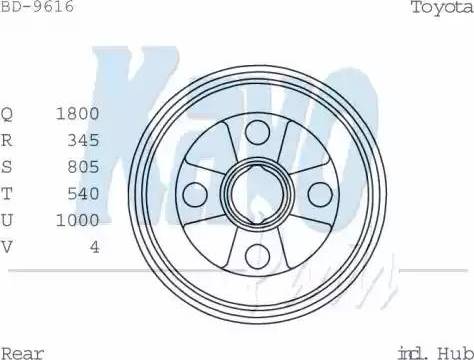 Kavo Parts BD-9616 - Гальмівний барабан autozip.com.ua