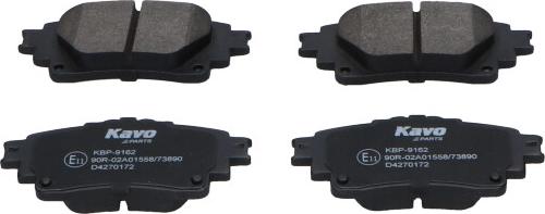 Kavo Parts KBP-9162 - Гальмівні колодки, дискові гальма autozip.com.ua