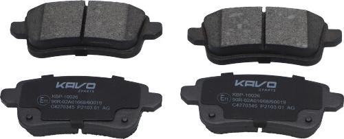 Kavo Parts KBP-10026 - Гальмівні колодки, дискові гальма autozip.com.ua