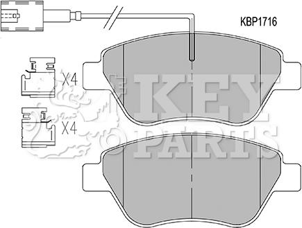 Key Parts KBP1716 - Гальмівні колодки, дискові гальма autozip.com.ua