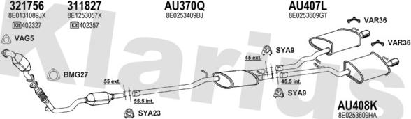 Klarius 940607U - Система випуску ОГ autozip.com.ua