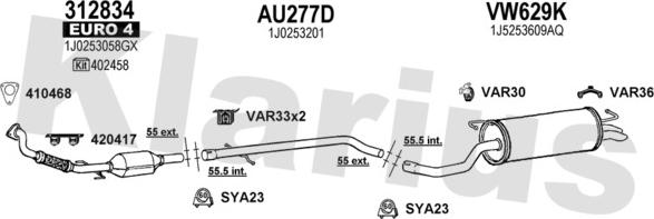 Klarius 931857U - Система випуску ОГ autozip.com.ua