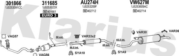 Klarius 931810U - Система випуску ОГ autozip.com.ua